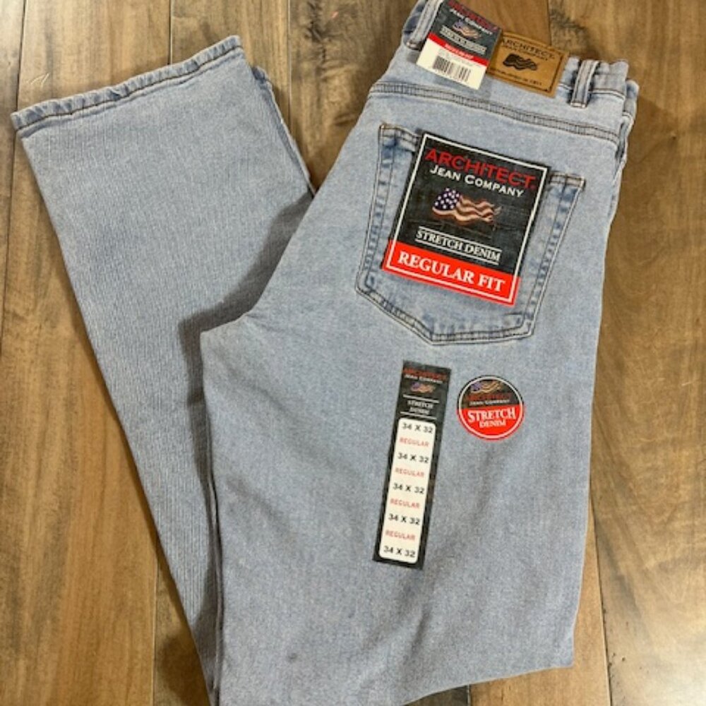 Architect Stretch Denim Men's Regular Fit Jean, size 34 x 32 - Light stone color